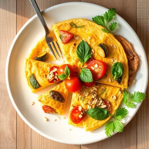 Omelette al horno con vegetales y avena